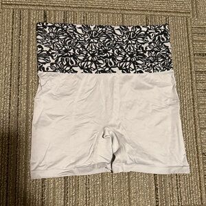 Jockey Grey Bike Shorts with Black Floral Fold-Over Waistband